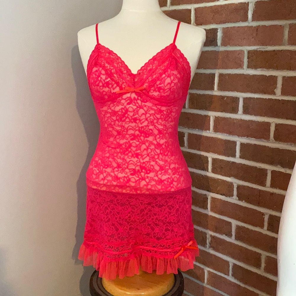 Victoria’s Secret hot pink lacey slip